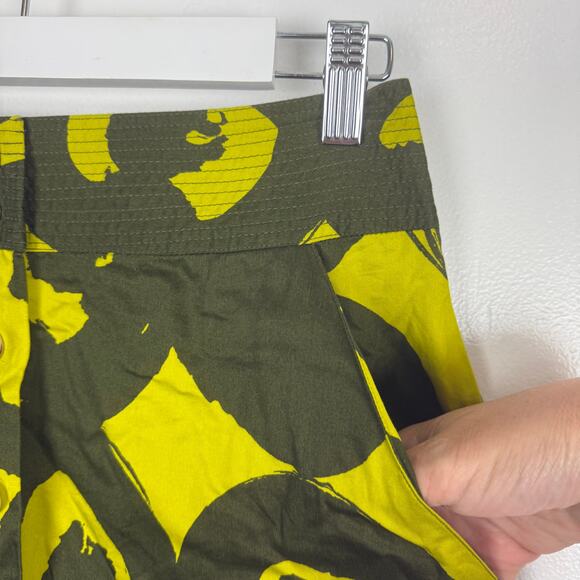 Anthropologie x Marimekko Button Front A-Line Skirt Green Abstract Pockets Sz 4 - Picture 6 of 7